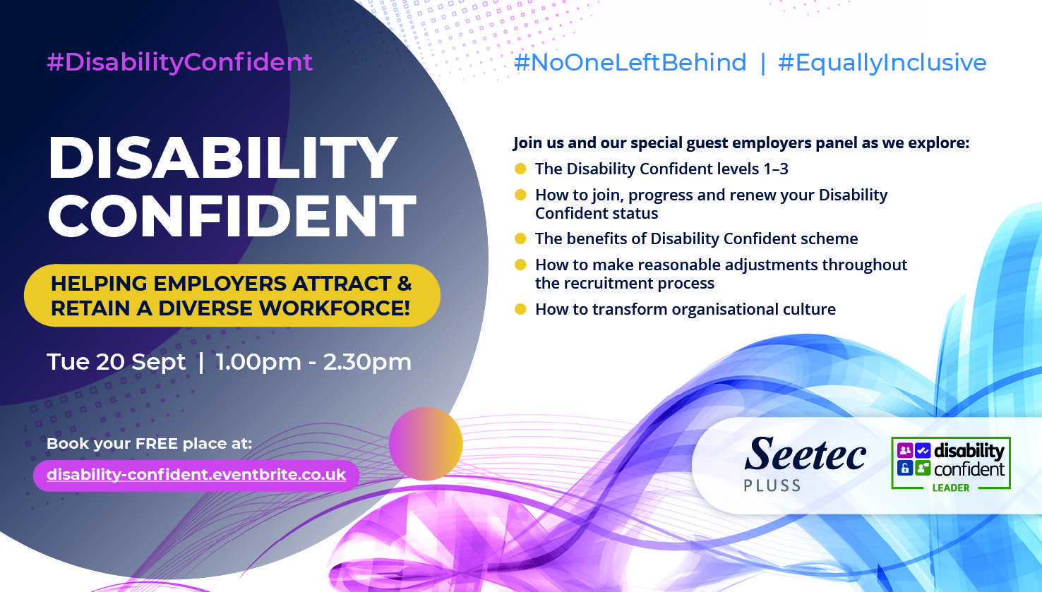Seetec Pluss Disability Event for Employers Tuesday 20th September 1.00pm – 2.30pm